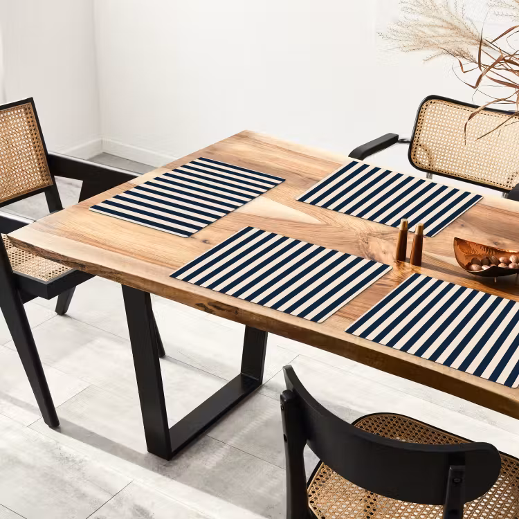 Verticale strepen - Blauw - Crème Placemat vinyl groot 368 -zzsfeer4_Kitchenyeah-website