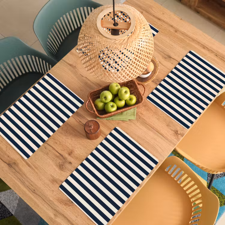 Verticale strepen - Blauw - Crème Placemat vinyl groot 368 -zzsfeer5_Kitchenyeah-website
