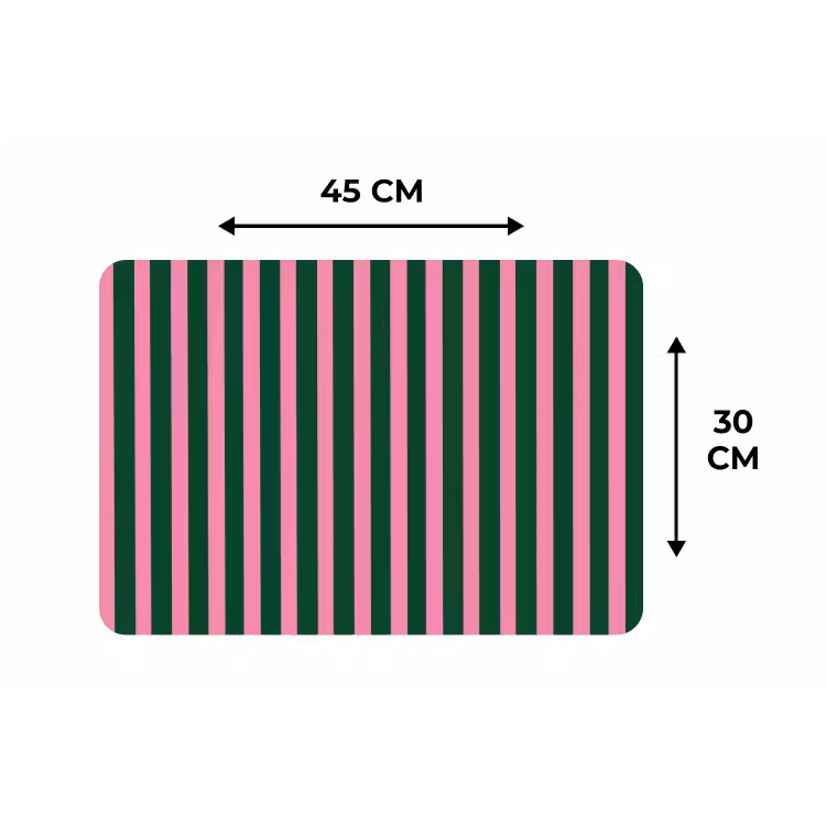 Verticale strepen - Groen - Roze Placemat vinyl groot 368 -specs