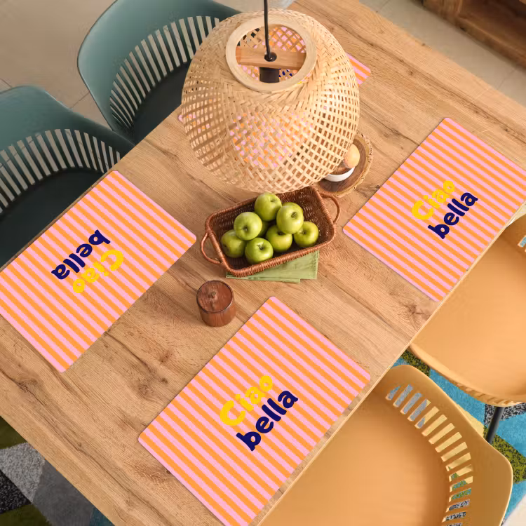Verticaal - Strepen - Oranje - Ciao bella Placemat vinyl groot -zzsfeer5_Kitchenyeah-website