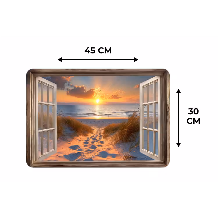 Doorkijk - Strand - Duinen - Zonsondergang Placemat vinyl groot -specs