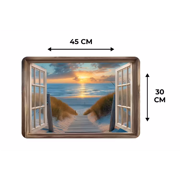 Doorkijk - Strand - Pad - Zonsondergang Placemat vinyl groot -specs