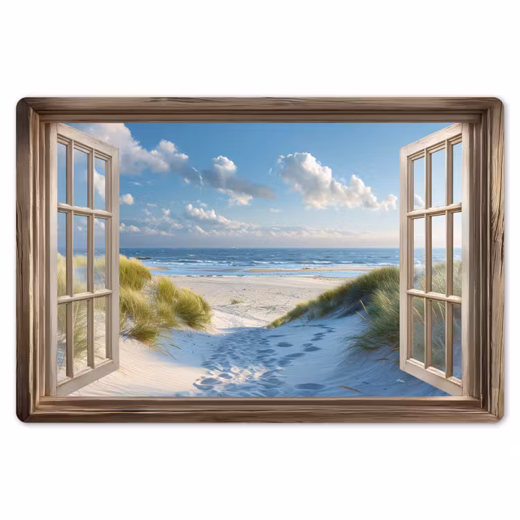 Doorkijk - Strand - Raam - Duinen - Zee Placemat vinyl groot -zzsfeer1_Kitchenyeah-website