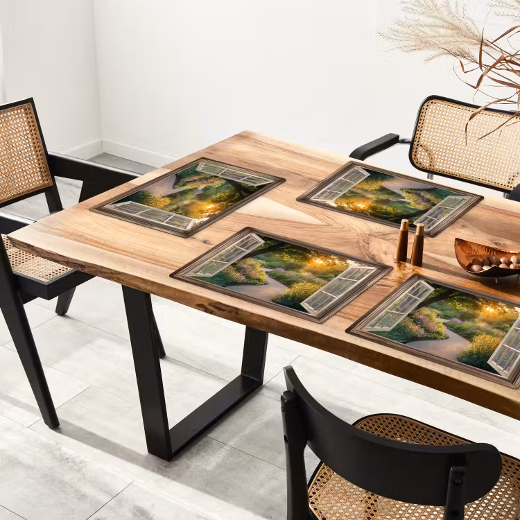 Doorkijk - Bloemen - Natuur - Zon - Pad Placemat vinyl groot -zzsfeer4_Kitchenyeah-website