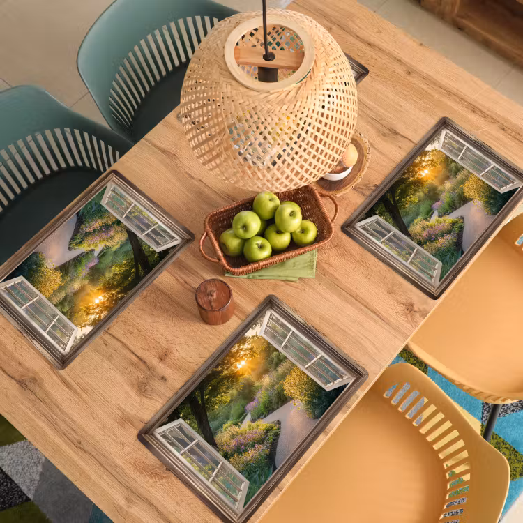 Doorkijk - Bloemen - Natuur - Zon - Pad Placemat vinyl groot -zzsfeer5_Kitchenyeah-website