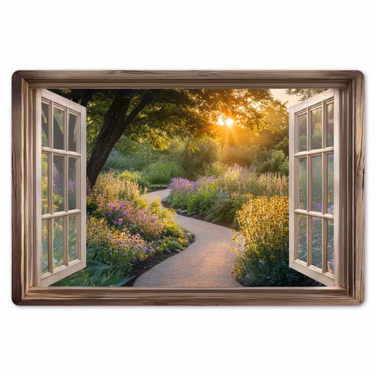 Doorkijk - Bloemen - Natuur - Zon - Pad Placemat vinyl groot -zzsfeer1_Kitchenyeah-website