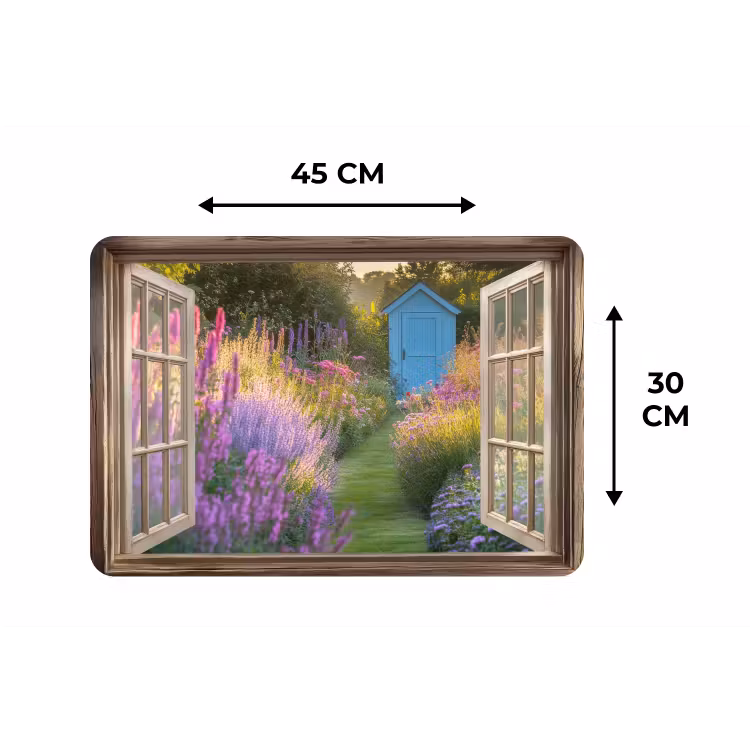 Doorkijk - Bloemen - Raam - Natuur Placemat vinyl groot -specs