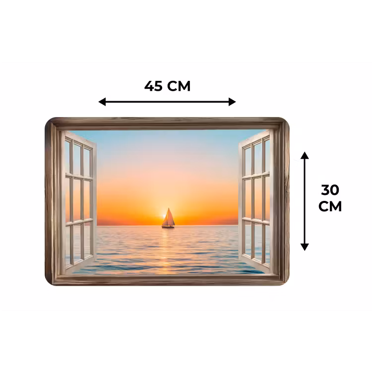 Doorkijk - Zee - Boot - Zonsondergang Placemat vinyl groot -specs