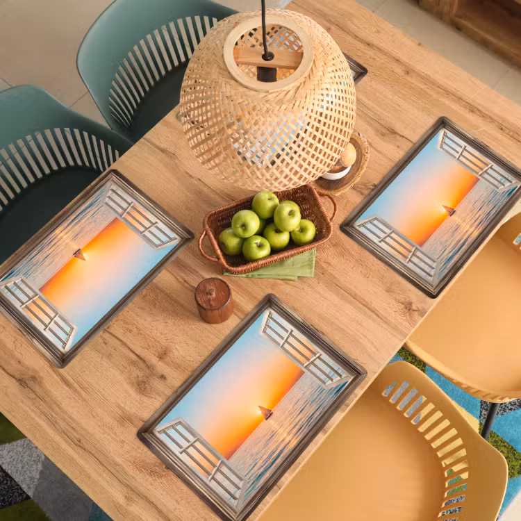 Doorkijk - Zee - Boot - Zonsondergang Placemat vinyl groot -zzsfeer5_Kitchenyeah-website
