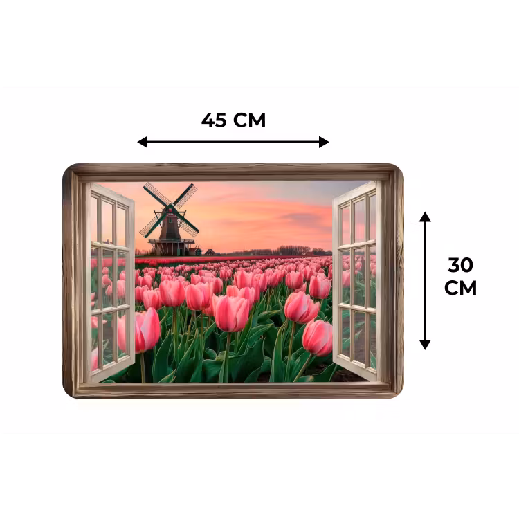 Doorkijk - Tulpen - Bloemen - Molen - Raam Placemat vinyl groot -specs