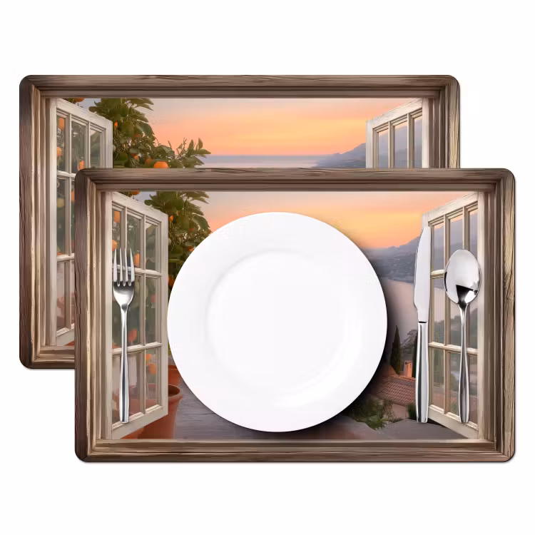 Doorkijk - Uitzicht - Meer - Landschap Placemat vinyl groot -zzsfeer2_Kitchenyeah-website
