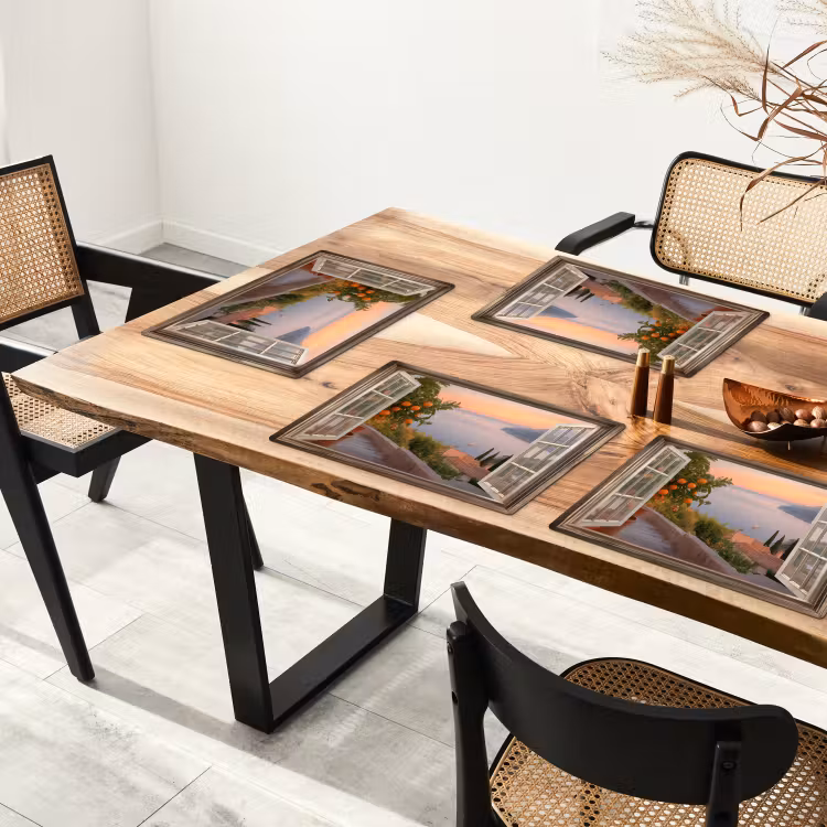 Doorkijk - Uitzicht - Meer - Landschap Placemat vinyl groot -zzsfeer4_Kitchenyeah-website