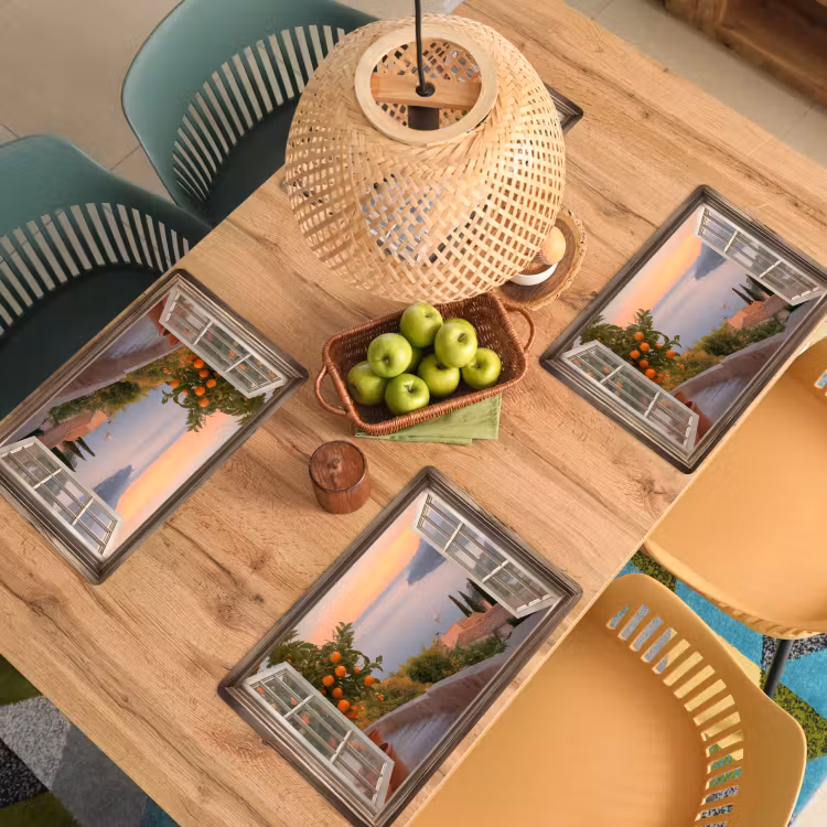 Doorkijk - Uitzicht - Meer - Landschap Placemat vinyl groot -zzsfeer5_Kitchenyeah-website