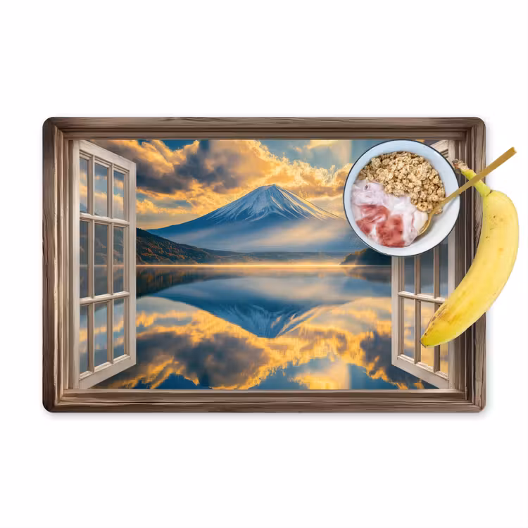 Doorkijk - Landschap - Bergen - Uitzicht - Raam Placemat vinyl groot -zzzproduct_Kitchenyeah-website