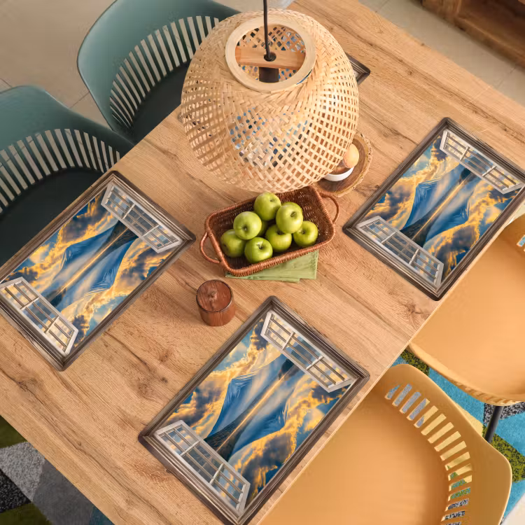 Doorkijk - Landschap - Bergen - Uitzicht - Raam Placemat vinyl groot -zzsfeer5_Kitchenyeah-website