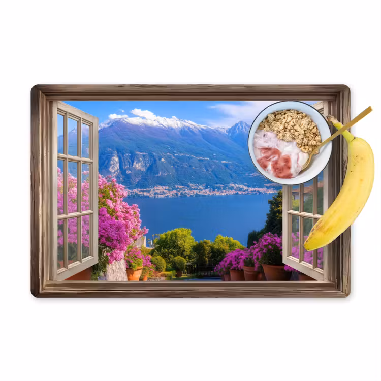 Doorkijk - Berg - Landschap - Uitzicht - Meer Placemat vinyl groot -zzzproduct_Kitchenyeah-website