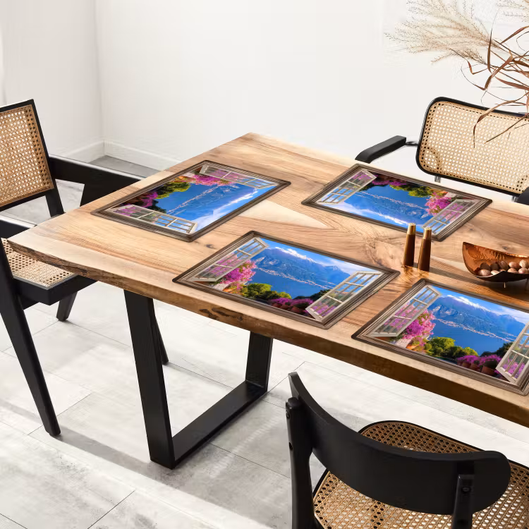 Doorkijk - Berg - Landschap - Uitzicht - Meer Placemat vinyl groot -zzsfeer4_Kitchenyeah-website