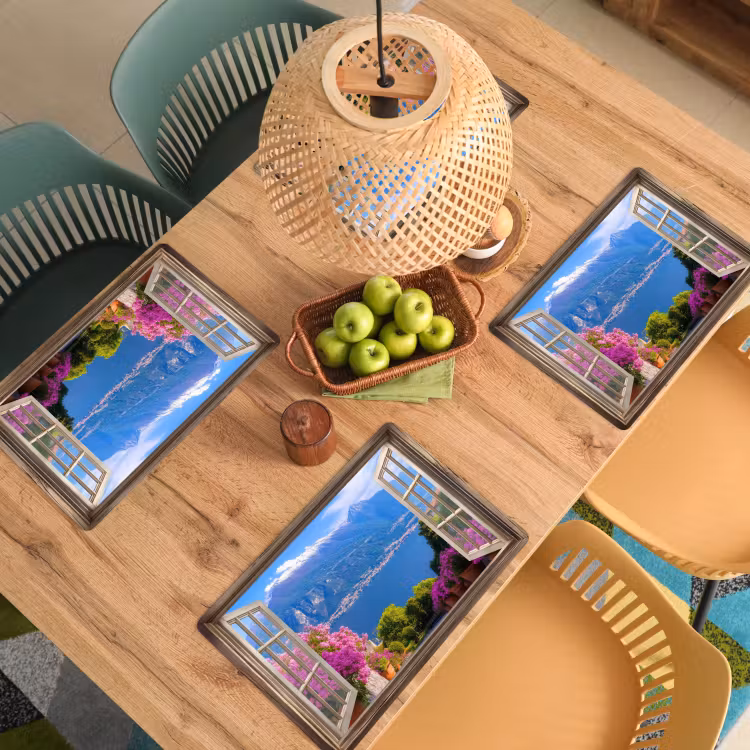 Doorkijk - Berg - Landschap - Uitzicht - Meer Placemat vinyl groot -zzsfeer5_Kitchenyeah-website