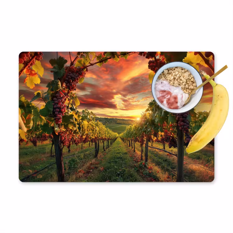 Wijngaard - Druiven - Zonsondergang Placemat vinyl groot -zzzproduct_Kitchenyeah-website
