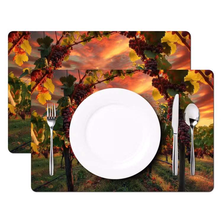 Wijngaard - Druiven - Zonsondergang Placemat vinyl groot -zzsfeer2_Kitchenyeah-website