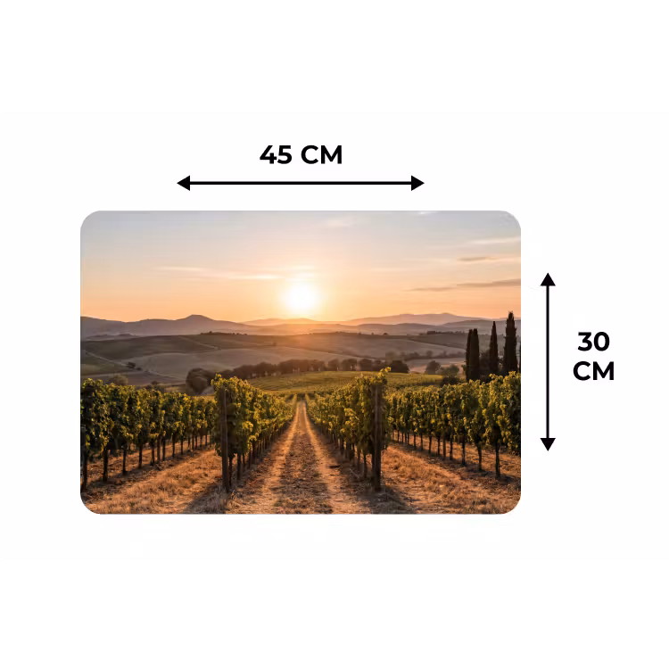 Wijngaard - Zonsondergang - Landschap Placemat vinyl groot -specs