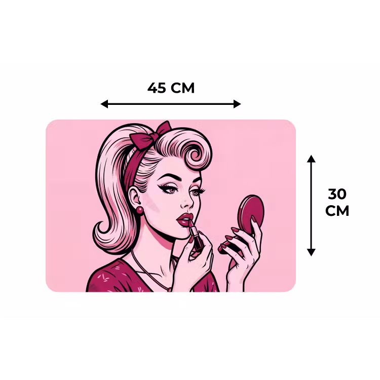 Vintage - Vrouw - Roze Placemat vinyl groot -specs