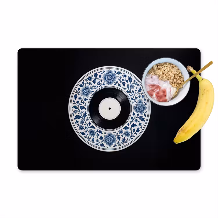 Vinyl - LP - Delfts Blauw - Muziek Placemat vinyl groot -zzzproduct_Kitchenyeah-website