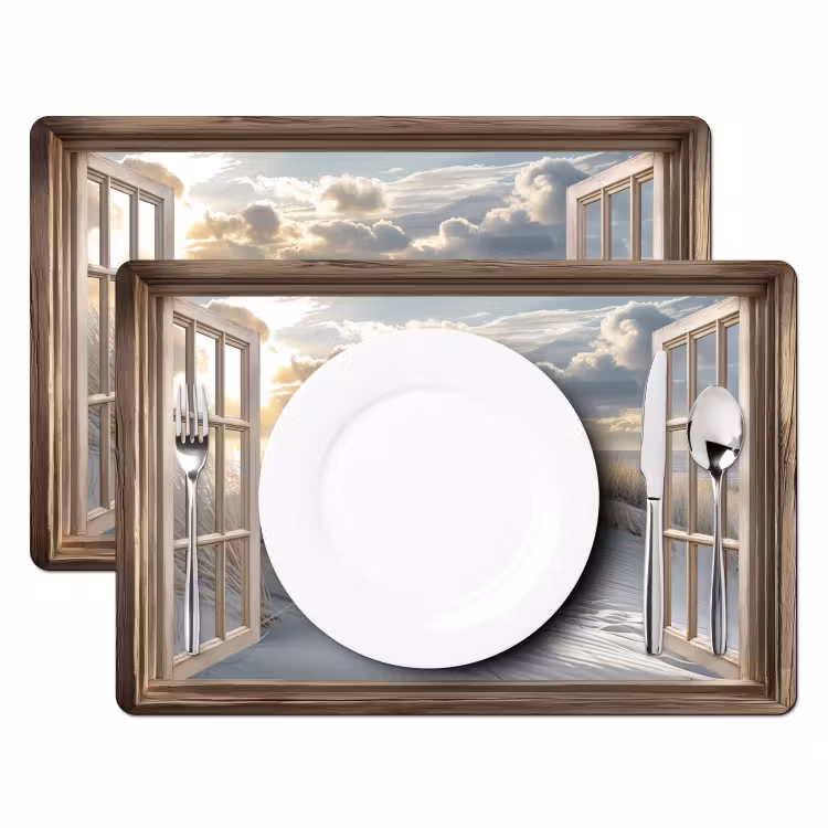 Doorkijk - Strand - Duinen - Zee - Natuur Placemat vinyl groot -zzsfeer2_Kitchenyeah-website