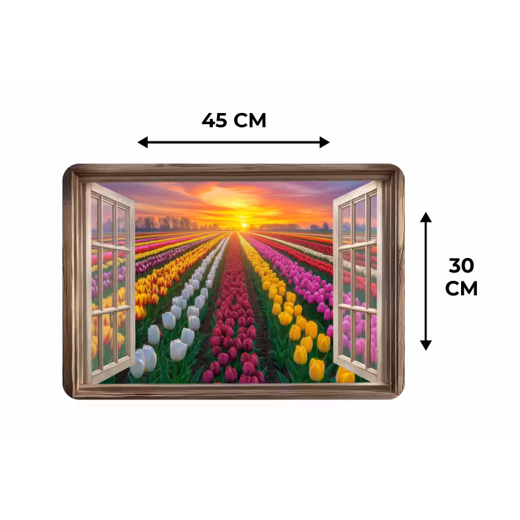 Doorkijk - Bloemen - Tulpen - Kleurrijk - Zonsondergang Placemat vinyl groot -specs