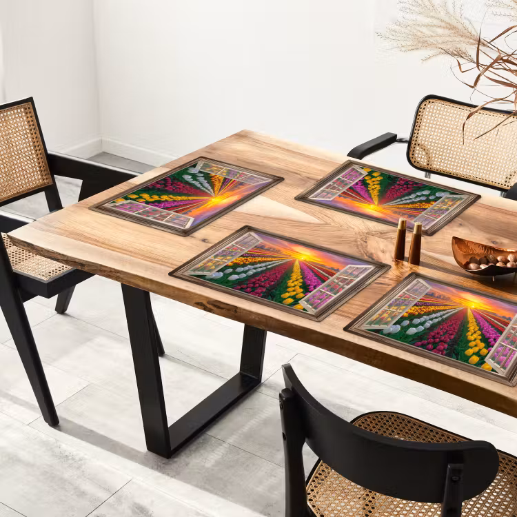 Doorkijk - Bloemen - Tulpen - Kleurrijk - Zonsondergang Placemat vinyl groot -zzsfeer4_Kitchenyeah-website