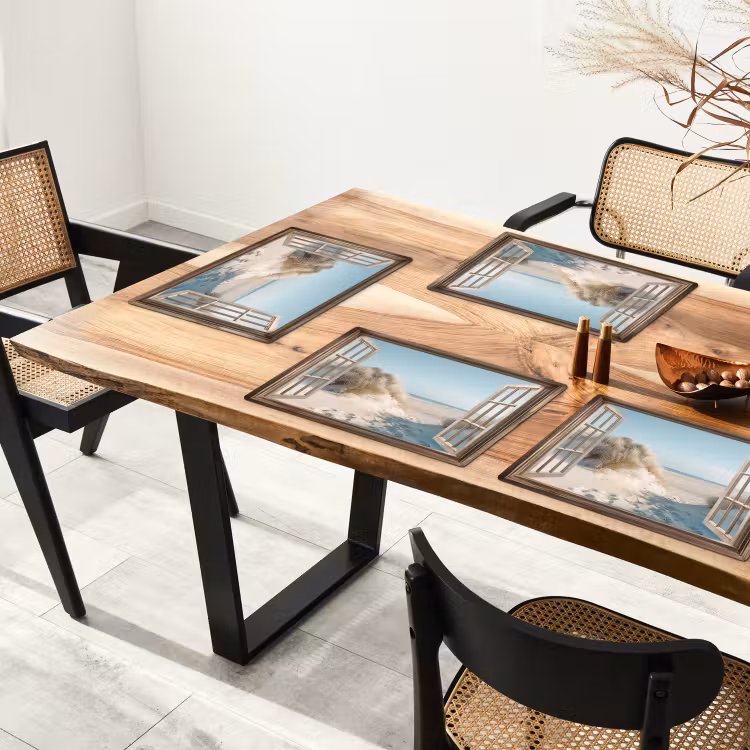 Doorkijk - Helmgras - Duinen - Zee - Landschap Placemat vinyl groot -zzsfeer4_Kitchenyeah-website