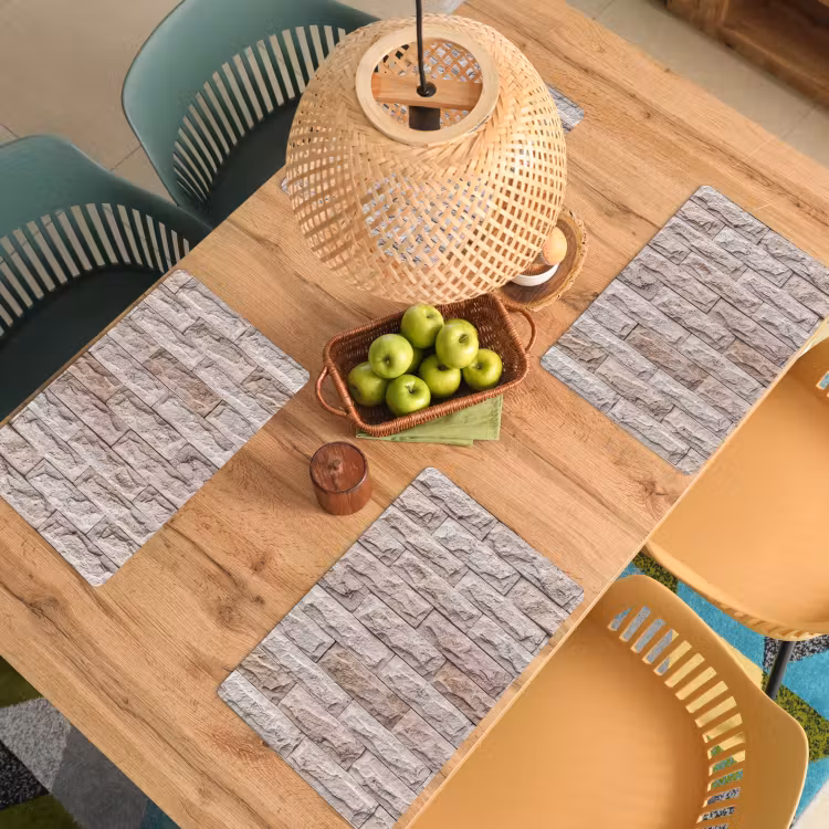 Muur - Steen - Ruw - Beige - Textuur Placemat vinyl groot -zzsfeer5_Kitchenyeah-website