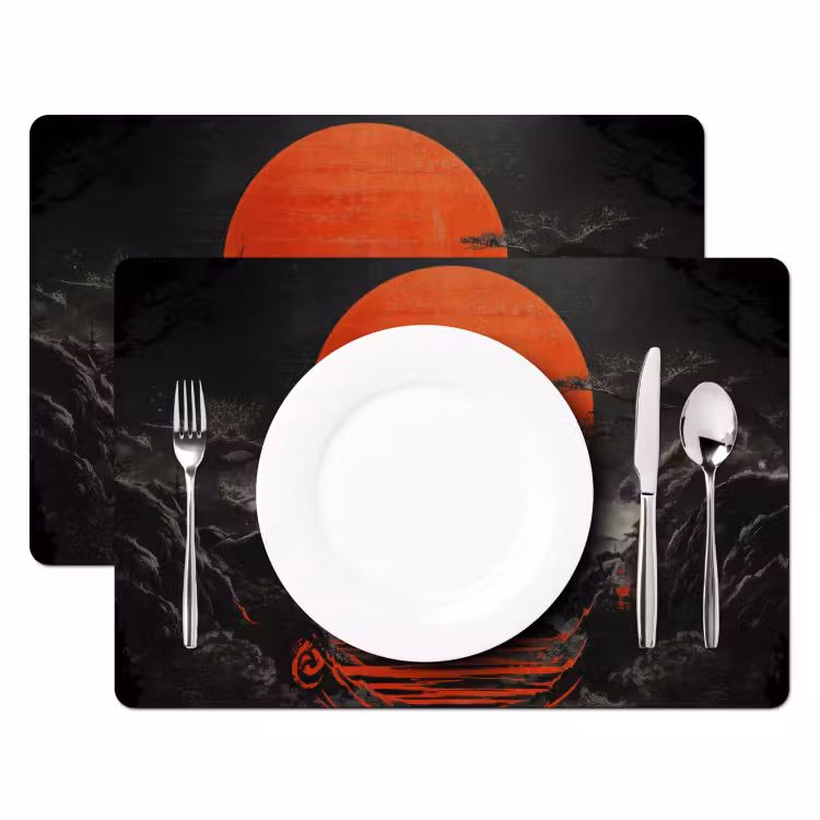 Krijger - Rode trappen - Zon - Berg Placemat vinyl groot -zzsfeer2_Kitchenyeah-website