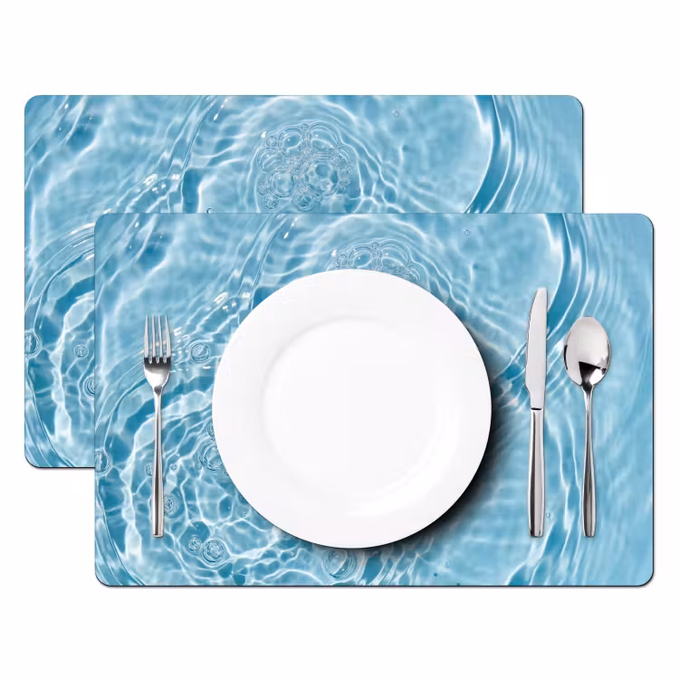 Water - Blauw - bubbels Placemat vinyl groot -zzsfeer2_Kitchenyeah-website