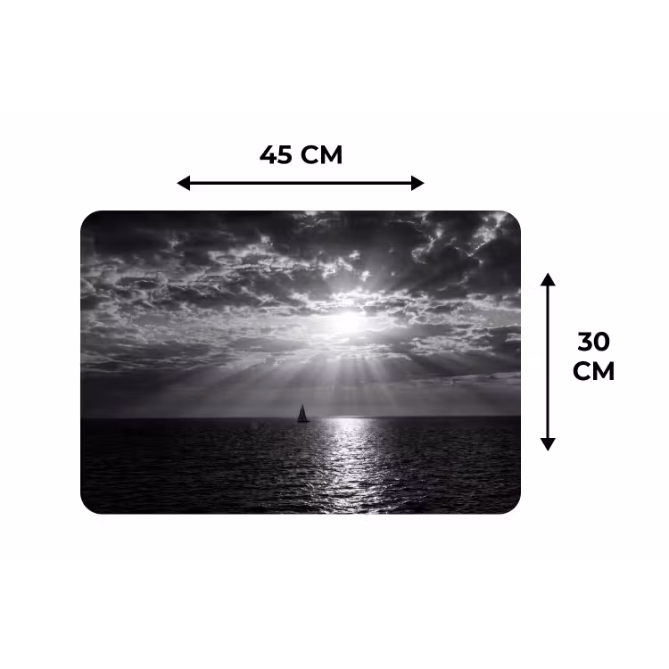 Water - Boot - Lucht - Natuur - Zwart-wit Placemat vinyl groot -specs