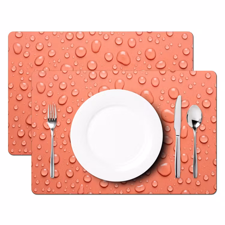 Water - Druppels - Roze Placemat vinyl groot -zzsfeer2_Kitchenyeah-website