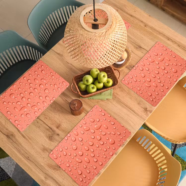 Water - Druppels - Roze Placemat vinyl groot -zzsfeer5_Kitchenyeah-website
