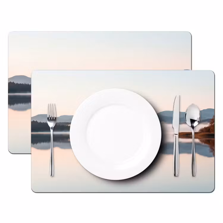 Water - Bomen - Mistlaag Placemat vinyl groot -zzsfeer2_Kitchenyeah-website