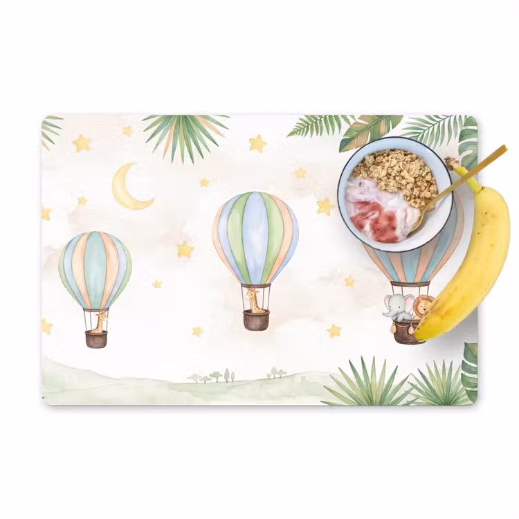 Aquarel - Luchtballonnen - Pastel Placemat vinyl groot -zzzproduct_Kitchenyeah-website