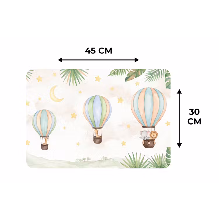 Aquarel - Luchtballonnen - Pastel Placemat vinyl groot -specs