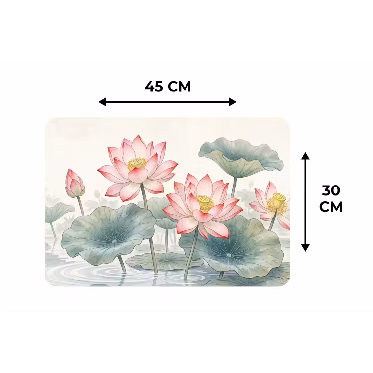 Aquarel - Lotusbloemen - Kleurrijk Placemat vinyl groot -specs