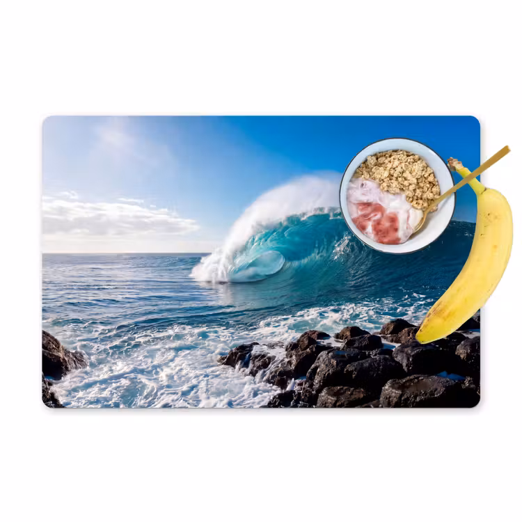 Golf - Oceaan - Brekend - Water - Blauw Placemat vinyl groot -zzzproduct_Kitchenyeah-website