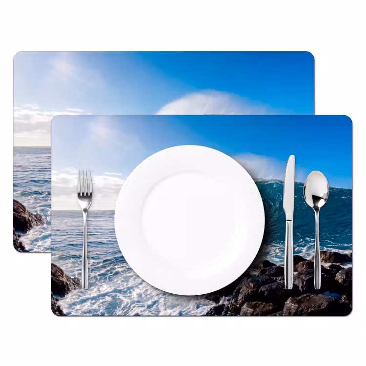 Golf - Oceaan - Brekend - Water - Blauw Placemat vinyl groot -zzsfeer2_Kitchenyeah-website