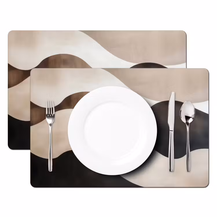 Golven - Abstract - Beige Placemat vinyl groot -zzsfeer2_Kitchenyeah-website