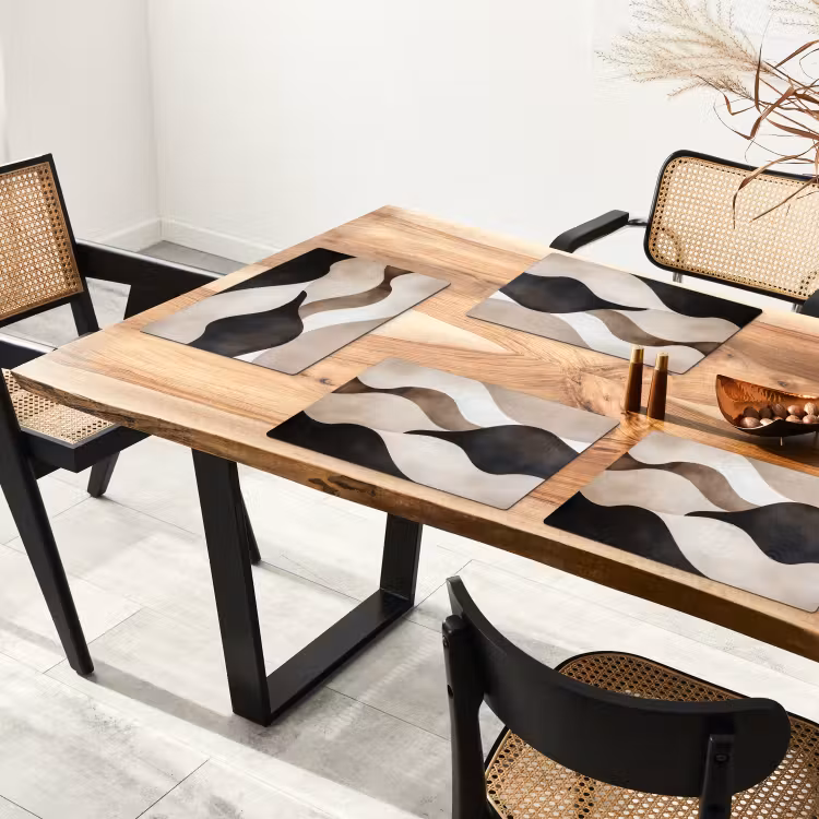 Golven - Abstract - Beige Placemat vinyl groot -zzsfeer4_Kitchenyeah-website
