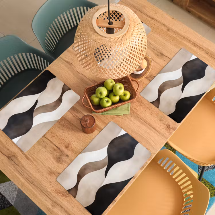 Golven - Abstract - Beige Placemat vinyl groot -zzsfeer5_Kitchenyeah-website