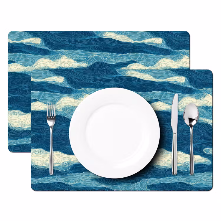 Golven - Abstract - Patroon - Blauw - Wit Placemat vinyl groot 368 -zzsfeer2_Kitchenyeah-website