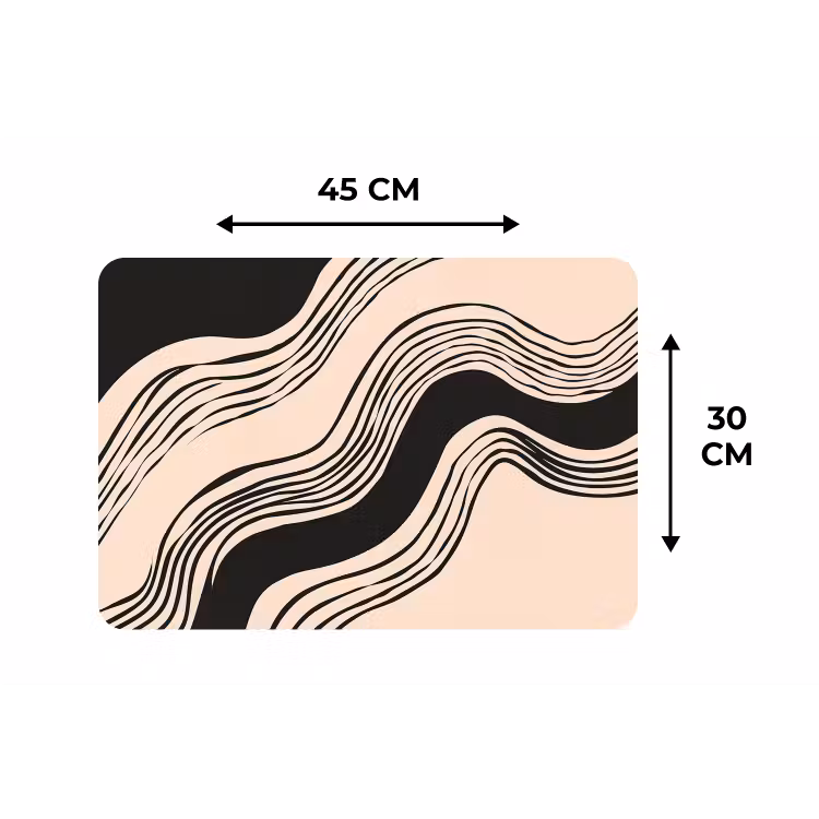 Golven - Zwart - Zandkleur Placemat vinyl groot -specs