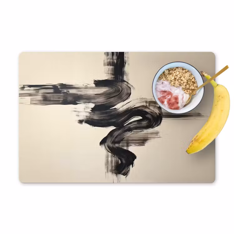 Golven - Penseelstreken - Beige - Minimalistisch Placemat vinyl groot -zzzproduct_Kitchenyeah-website