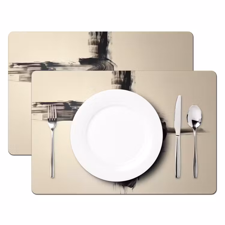 Golven - Penseelstreken - Beige - Minimalistisch Placemat vinyl groot -zzsfeer2_Kitchenyeah-website
